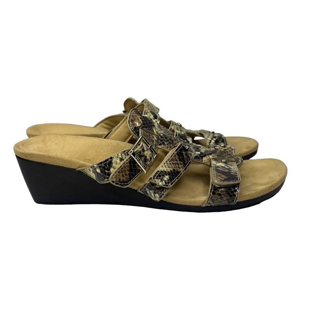 VIONIC NEW Radia Snakeskin Wedge Sandals Slides Size 8